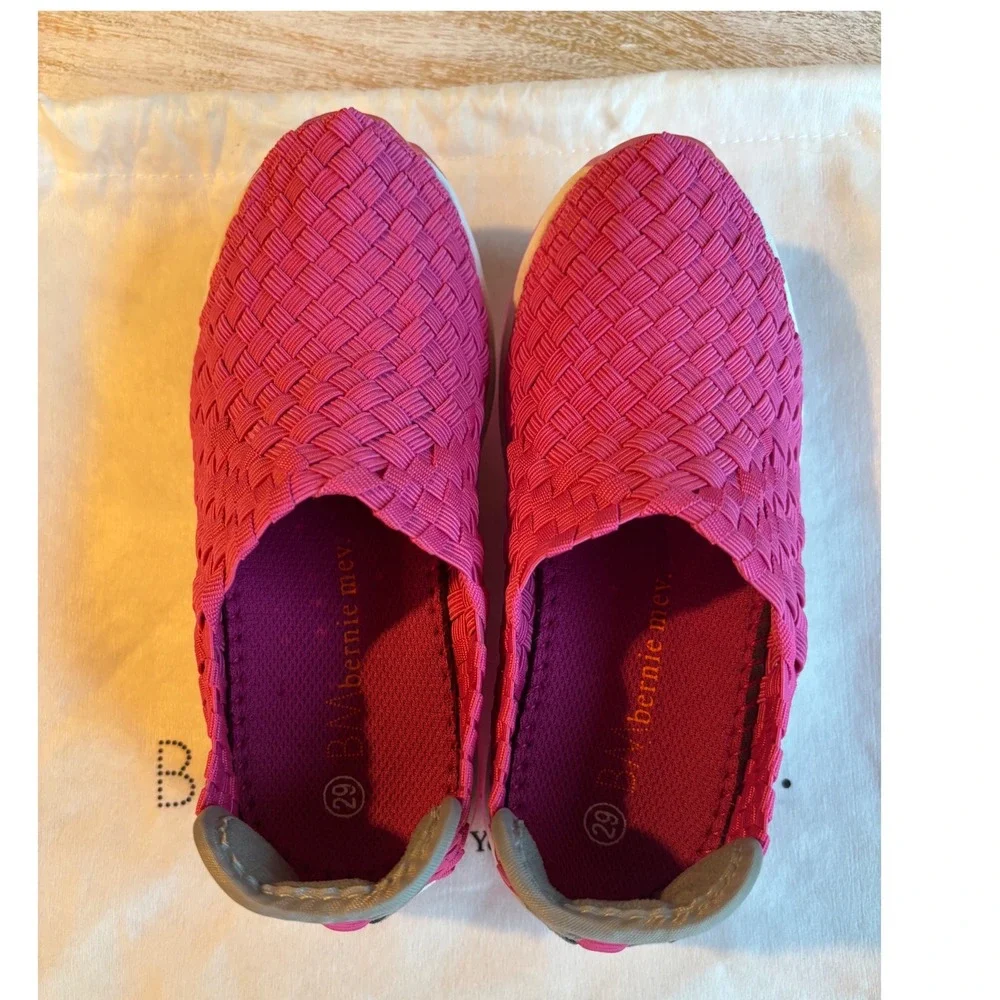 NEW Bernie Mev Woven Gummie Gem Kids Size 29 US 12 Pink Elastic Slip On shoes